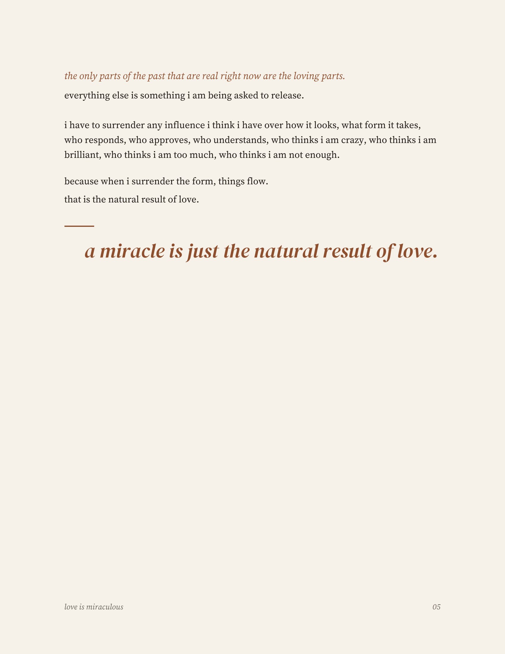 Printed manifesto, page 6 of 14 — part iii continued: a miracle is just the natural result of love.