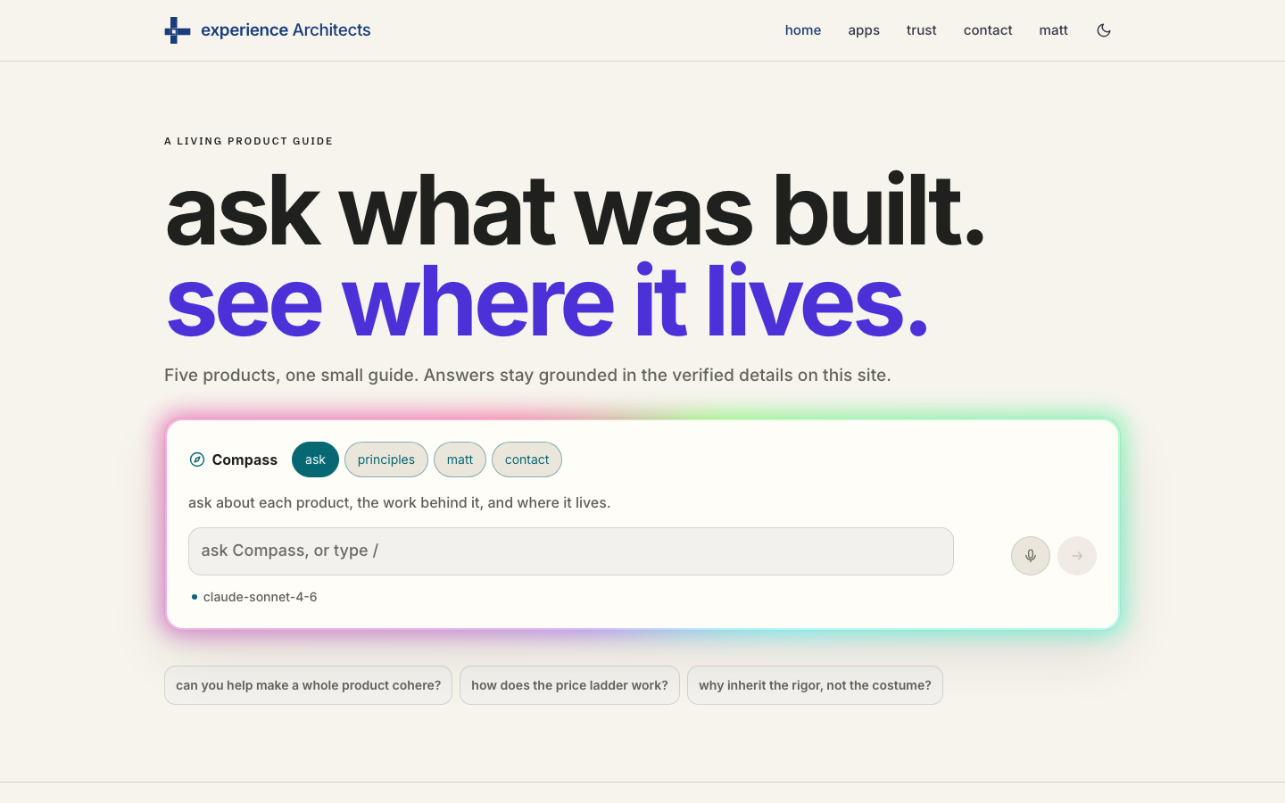 The live uxuiai.org product guide with Compass and verified product prompts.
